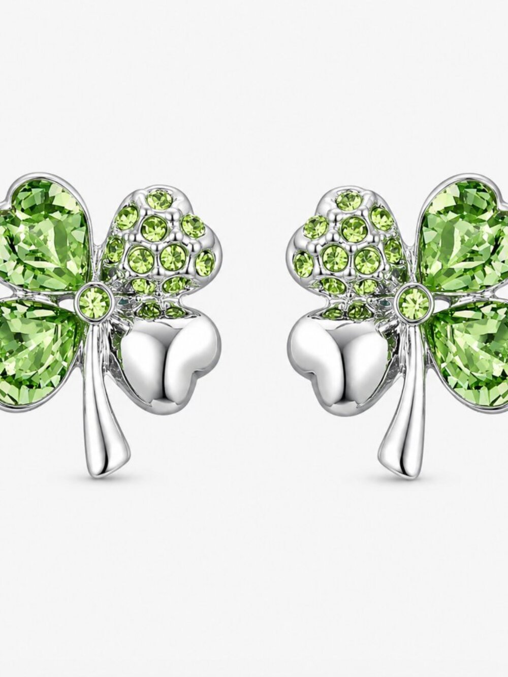 NWT Peridot Swarovski Crystal Clover Stud Earrings 17mm